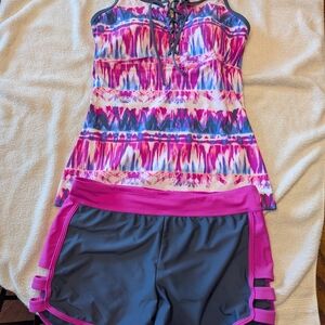 Free Country Pink and Gray Swimwear